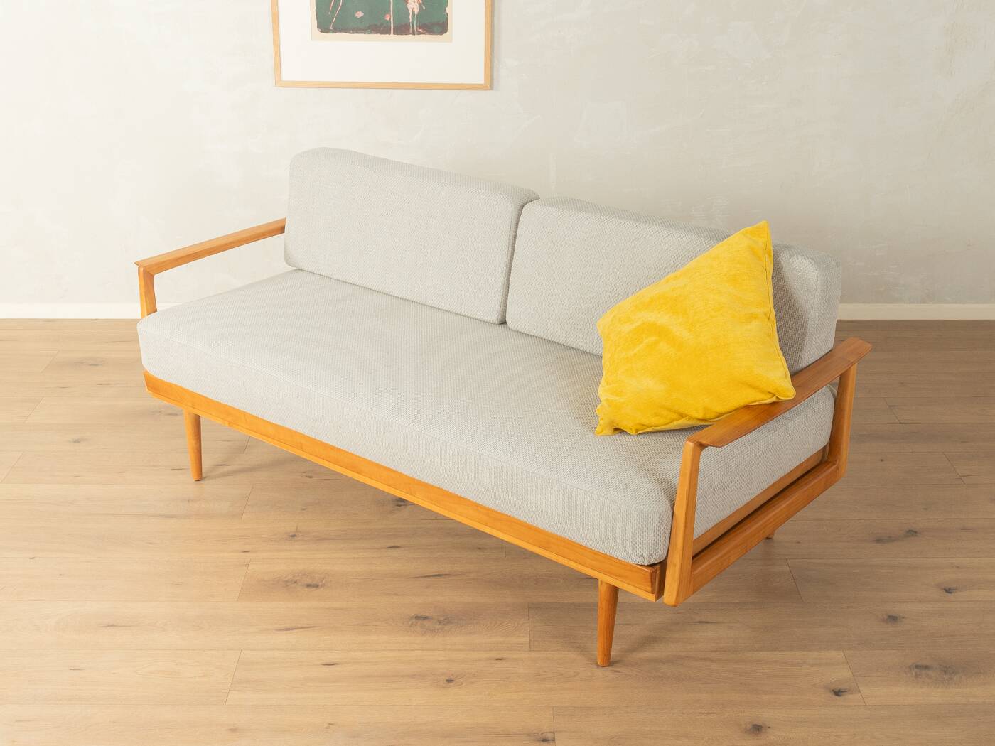 Wilhelm Knoll mid-century sofa, 1950s, cherry wood, reupholstered