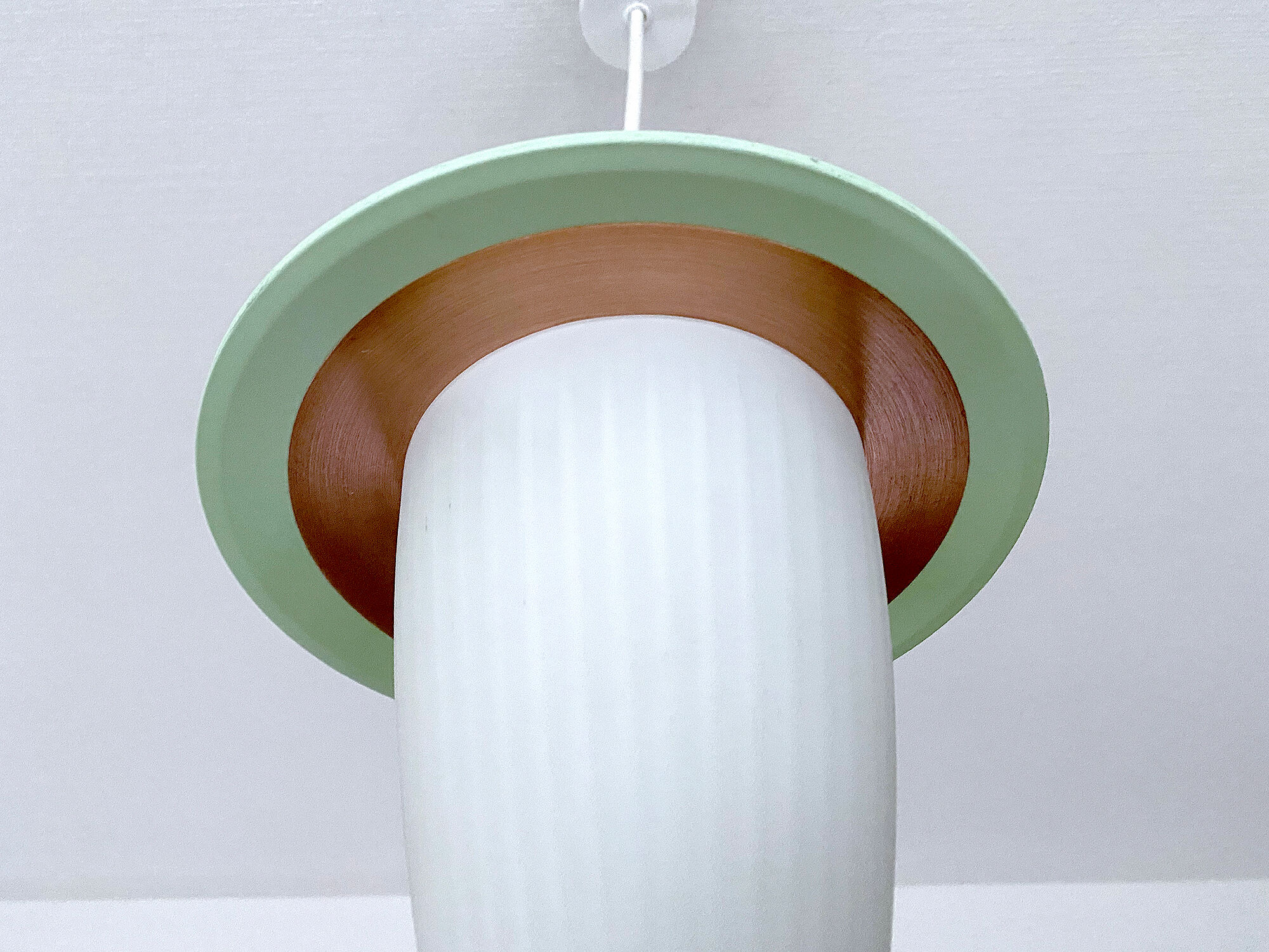 Vintage pendant lamp 50 years, opaline copper green