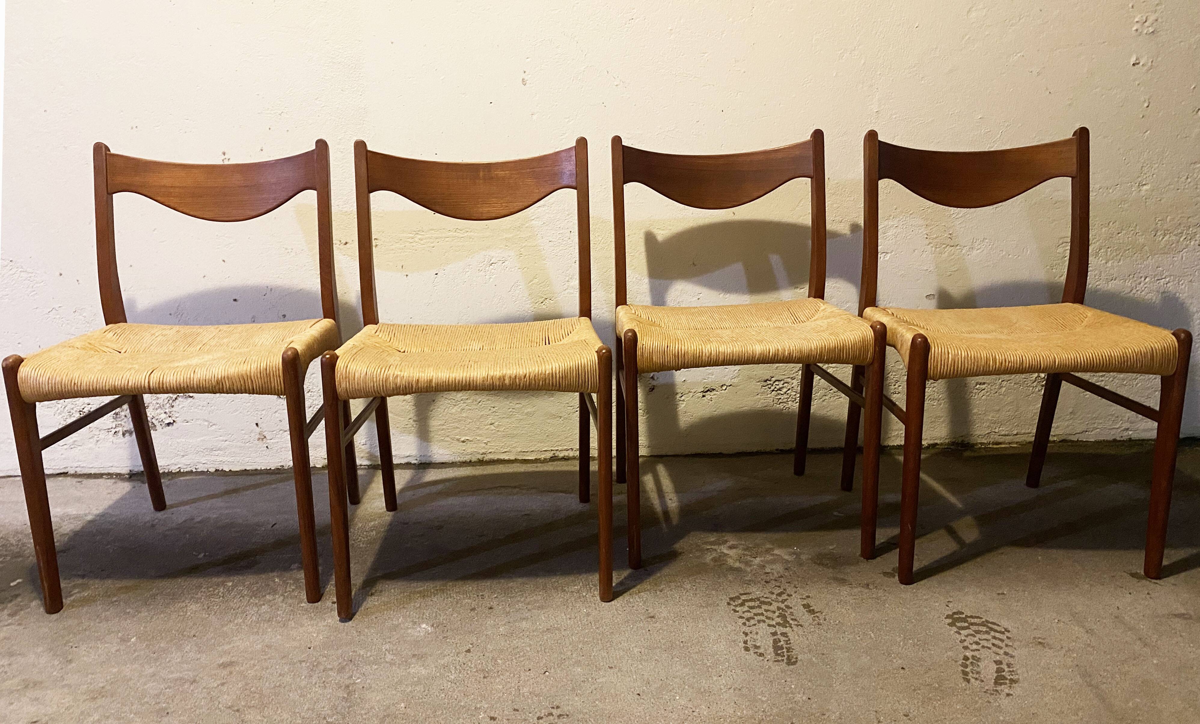 wooden and straw chairs from the 50s
