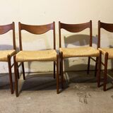 wooden and straw chairs from the 50s