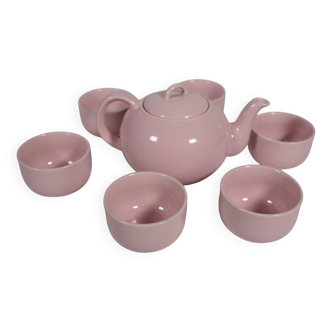 Mid-Century Vintage Tea Set Pastel Pink Porcelain Teapot & Cups, 1960s