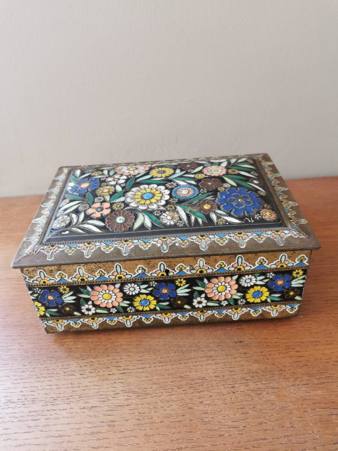 Vintage painted metal box