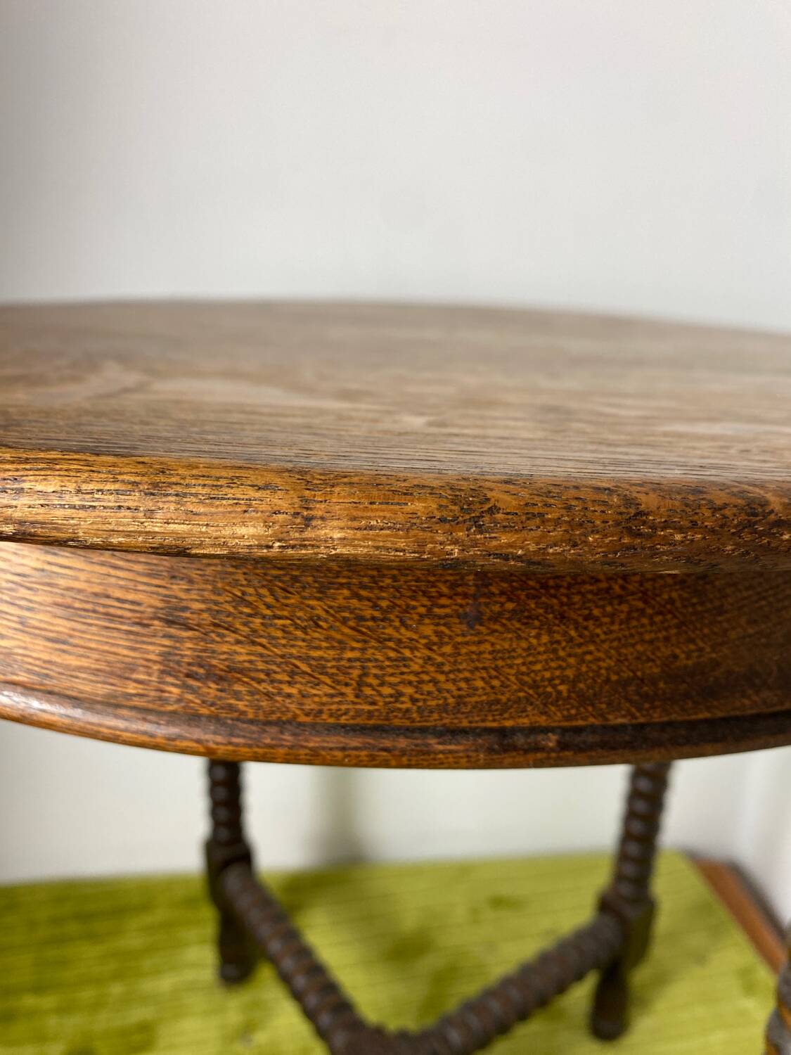 Round turned wood side table