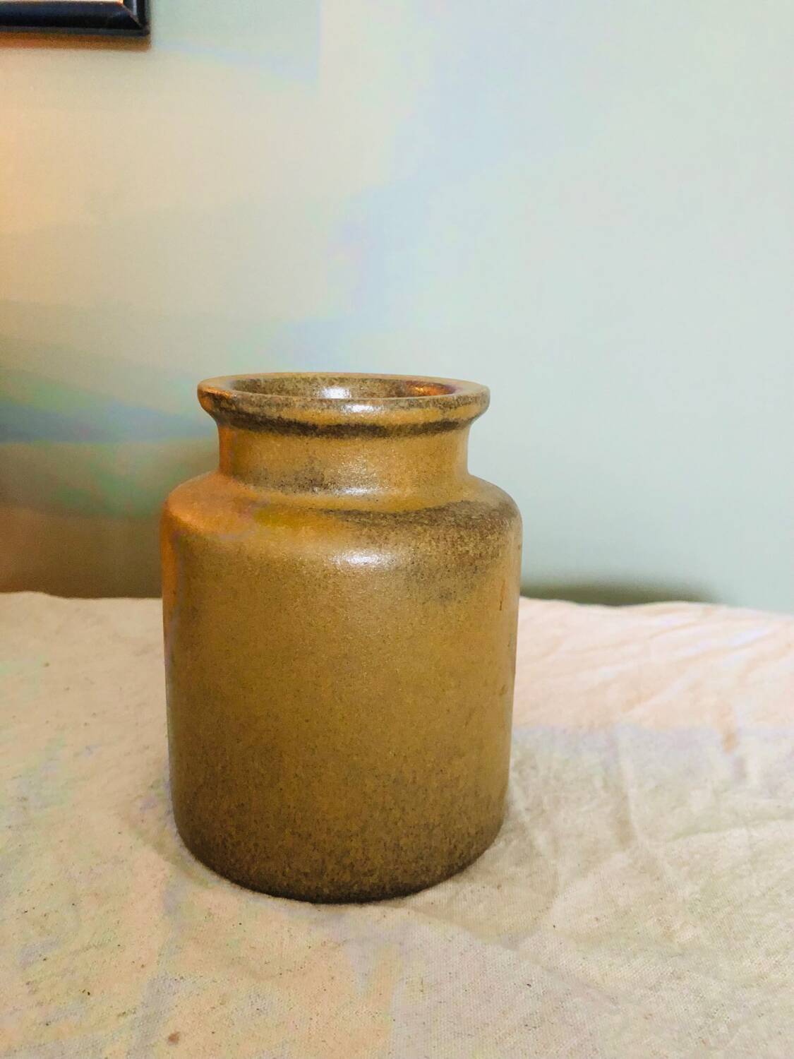 Small stoneware mustard pot