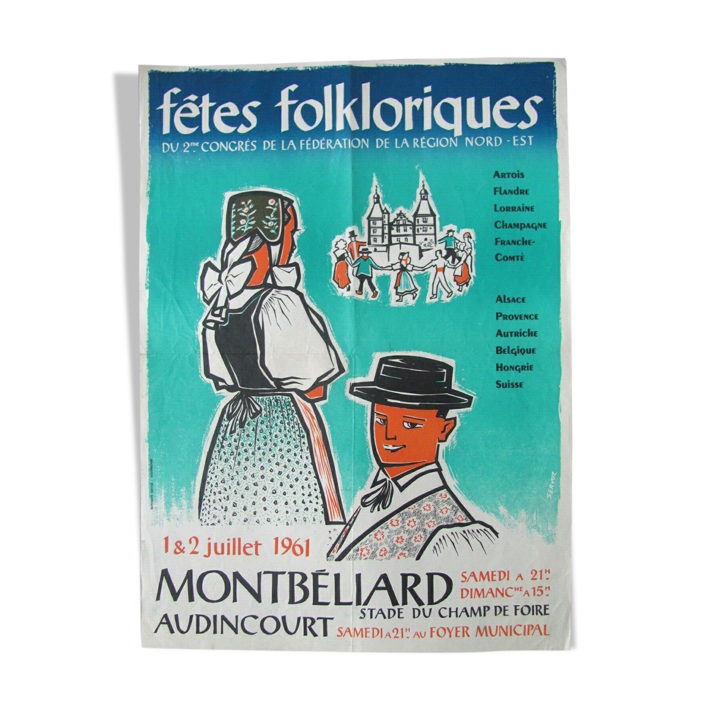 Poster - Fêtes folkloriques Montbéliard - Doubs 1961