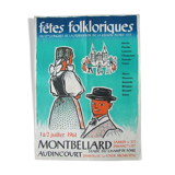 Affiche fêtes folkloriques Montbéliard - Doubs 1961