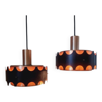 Pair of Midcentury Pendants in Style of Jo Hammerborg, Denmark, 1970s