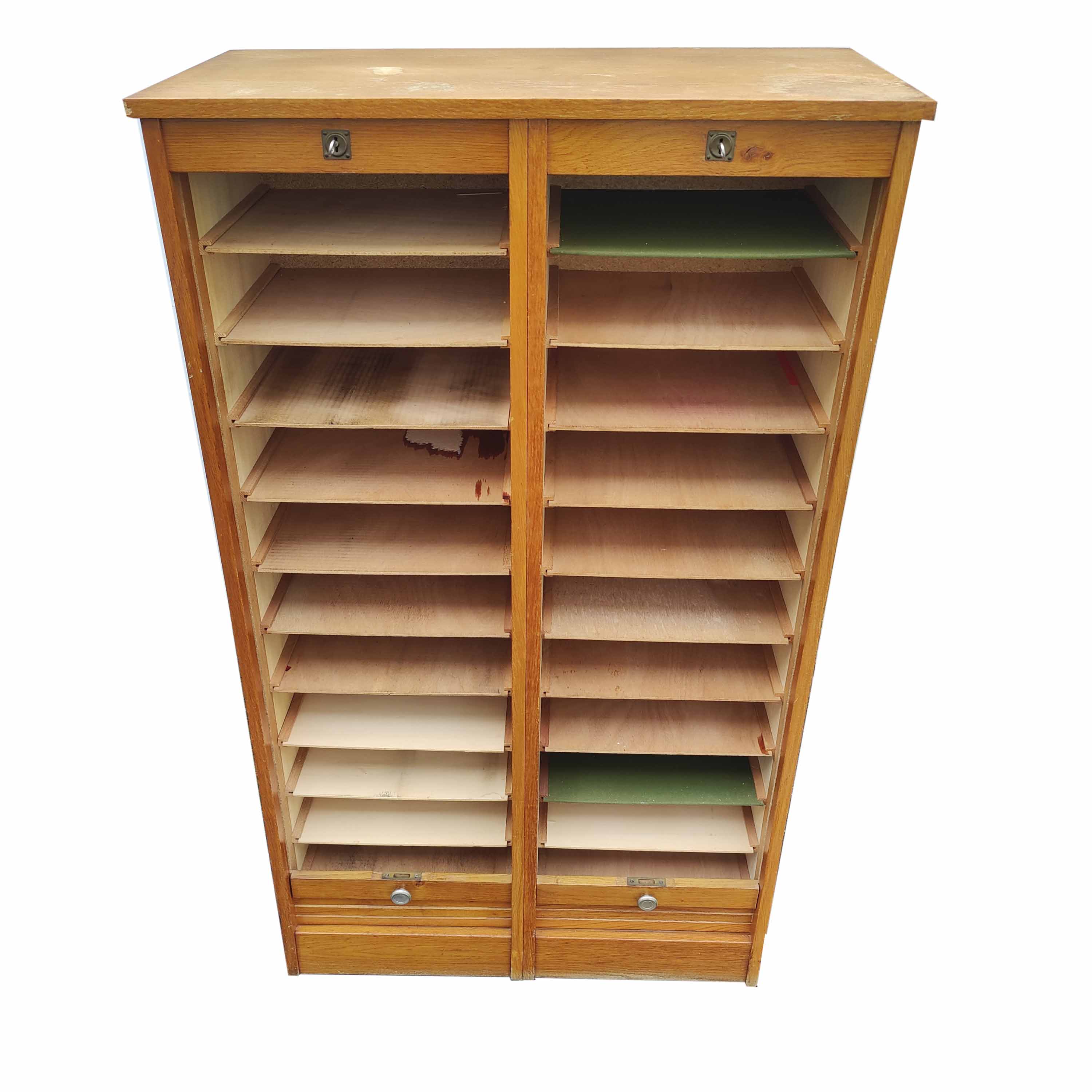 Double curtain binder cabinet