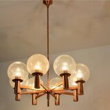 Lustre en cuivre et verre soufflé à la main par Ott International