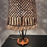 Macrame and wrought iron lamp