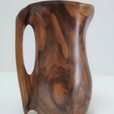 Sculptural pitcher olive wood design 60s