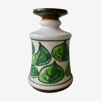 Vase en céramique décor végétal Strehla GDR années 60