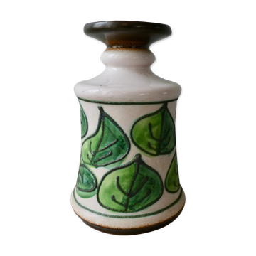 Ceramic vase with plant decoration Strehla GDR 1960s
