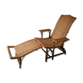 Chaise longue en rotin des années 50