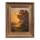 "Animated landscape at sunset", oil on canvas 19th century
