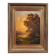 « Paysage animé au coucher du soleil », huile sur toile XIXe