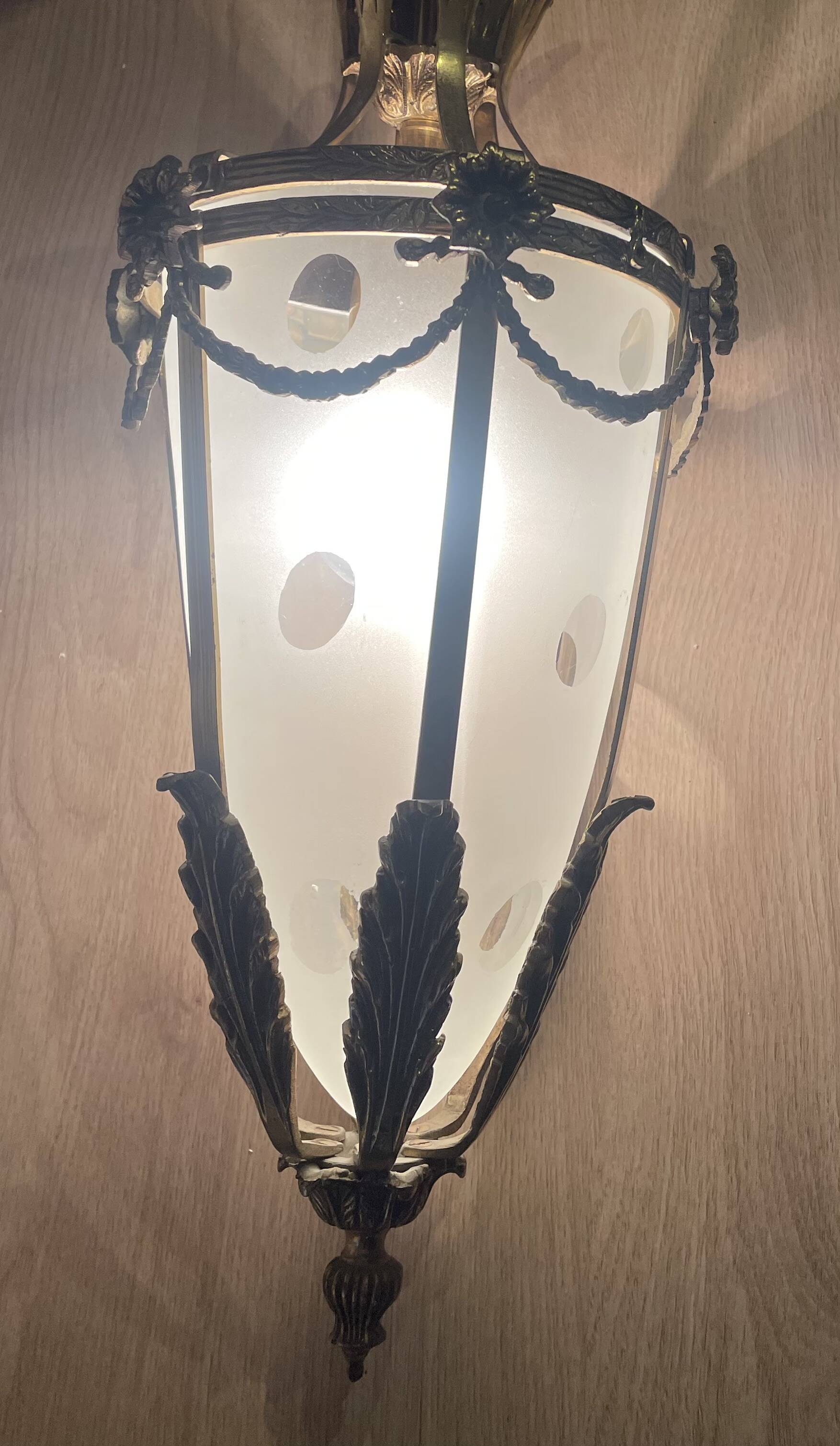 Bronze and polished glass suspension circa 1900