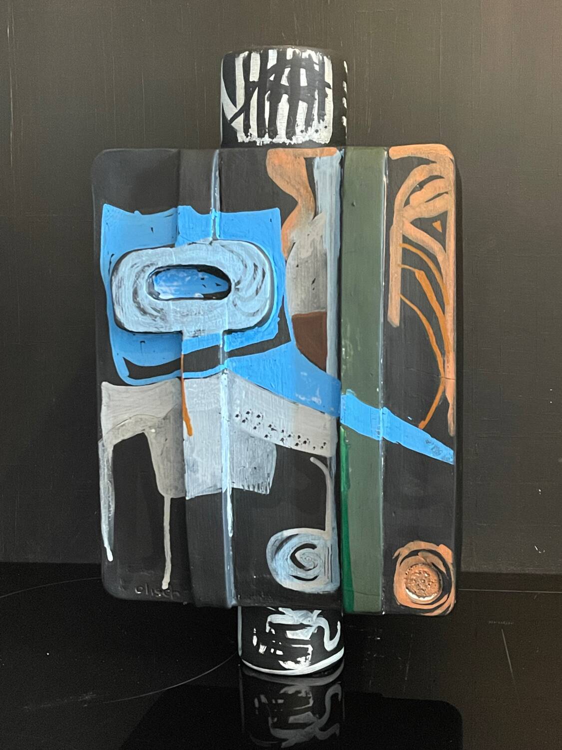 Painted Ceramic Sculpture by Olisch