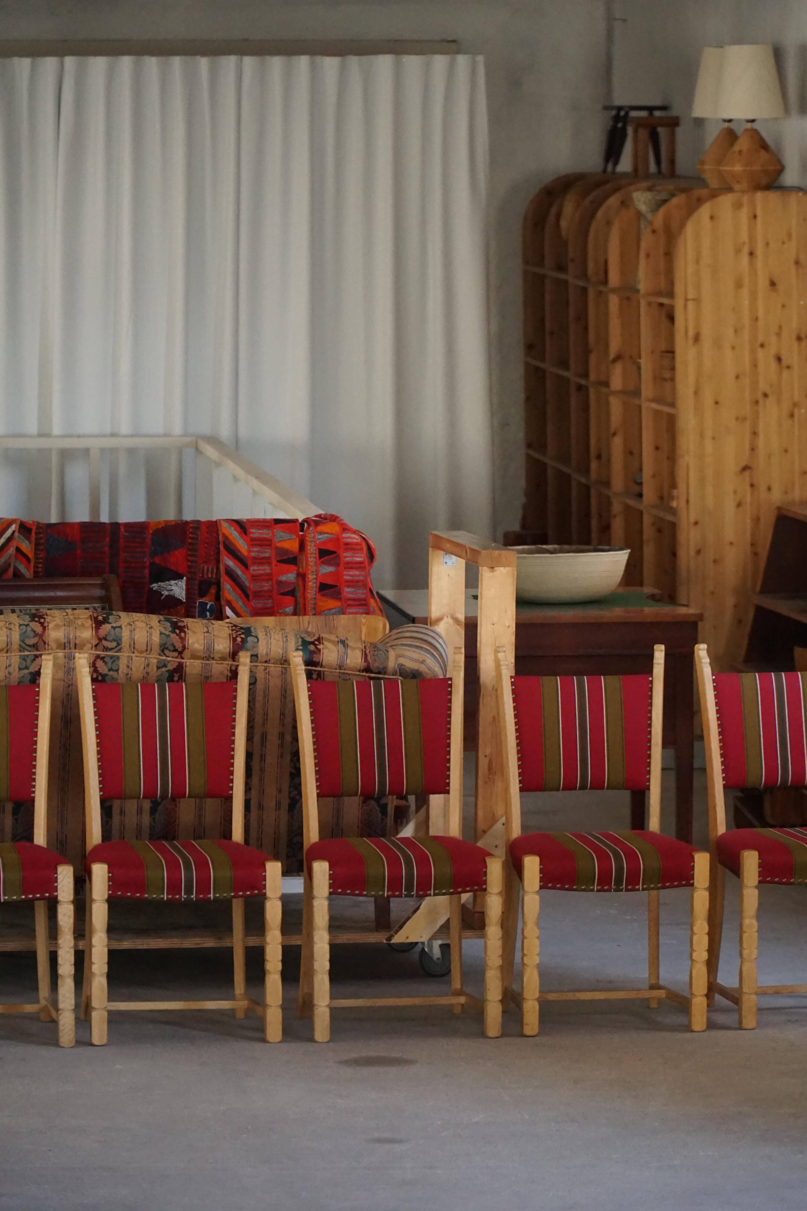 Danish Mid-Century Modern, Set of 6 Oak Dining Chairs, Henning Kjærnulf, 1960s