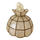 Vintage mother-of-pearl and brass pendant lamp