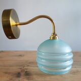 Applique globe vintage en verre dépoli bleu