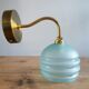 Applique globe vintage en verre dépoli bleu
