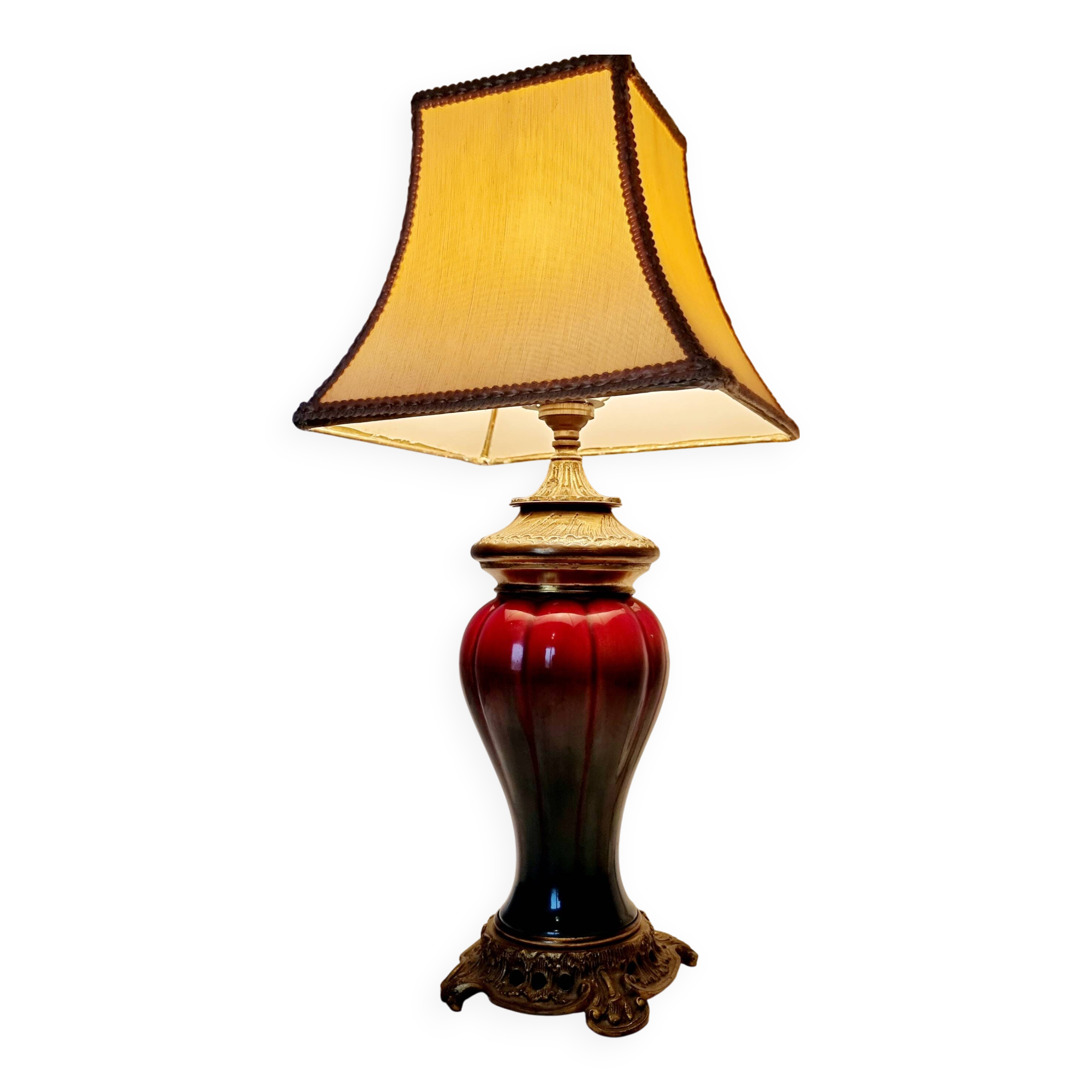 Antique 19th Century Chinese "Oxblood" Lamp Mounted on Bronze - Style