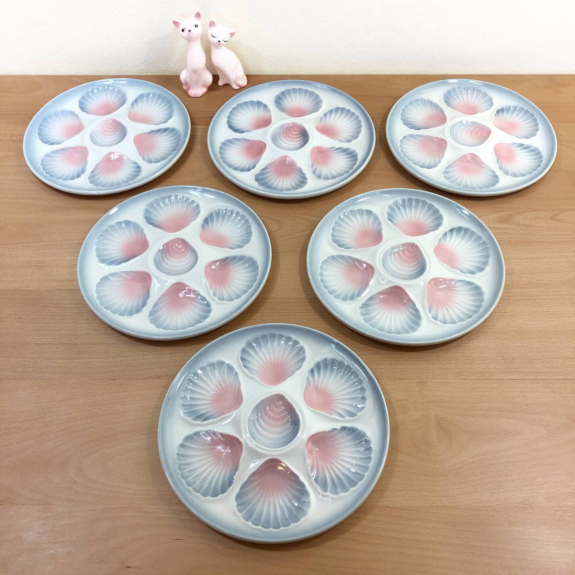 Lot of 6 oyster plates or scallops - Moulin des Loups Orchies