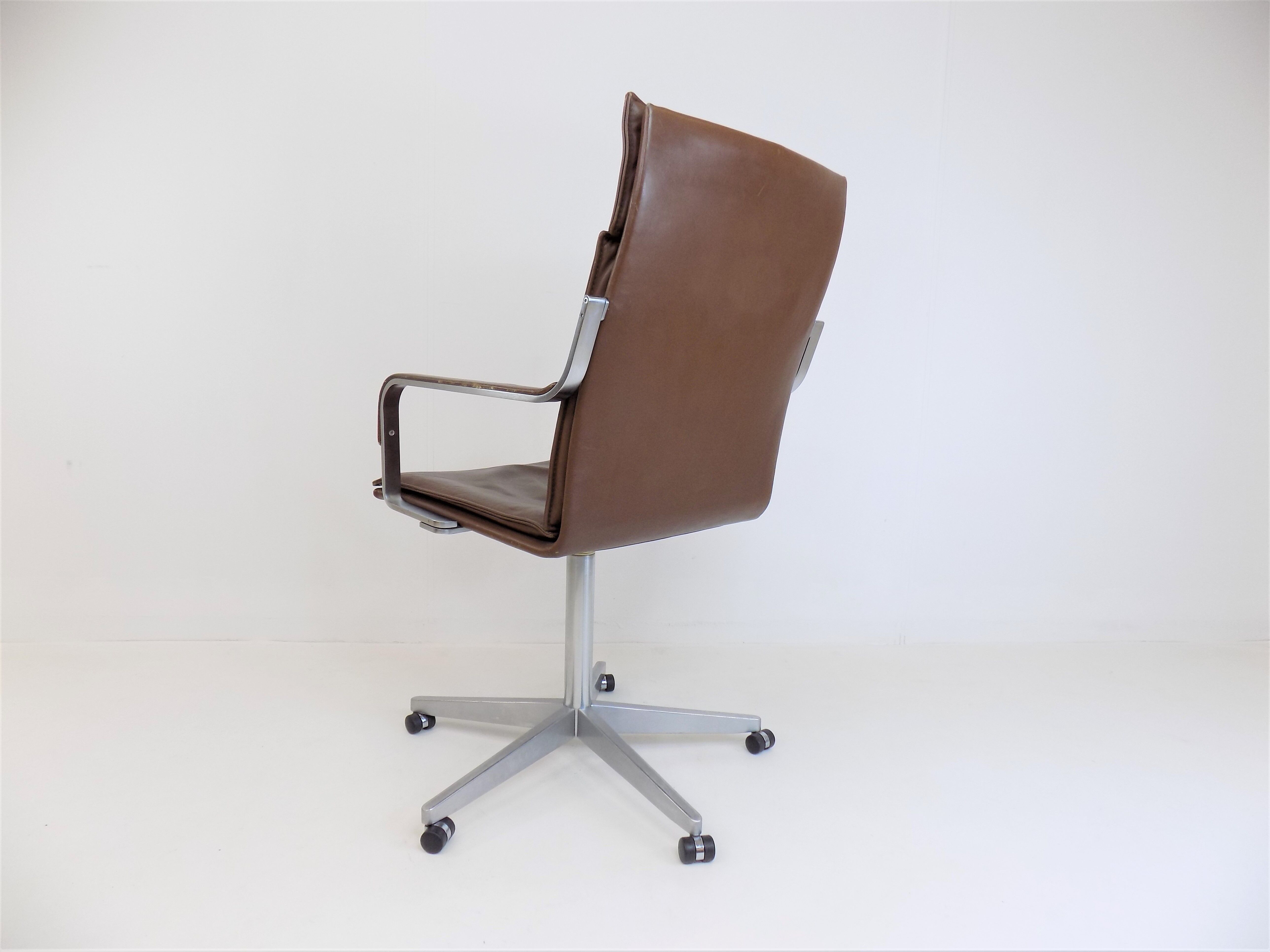 Rudolf Glatzel Leather Office Chair, Knoll