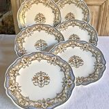 6 dessert plates dessert Gien the children at the press Dionysos 1938/1960