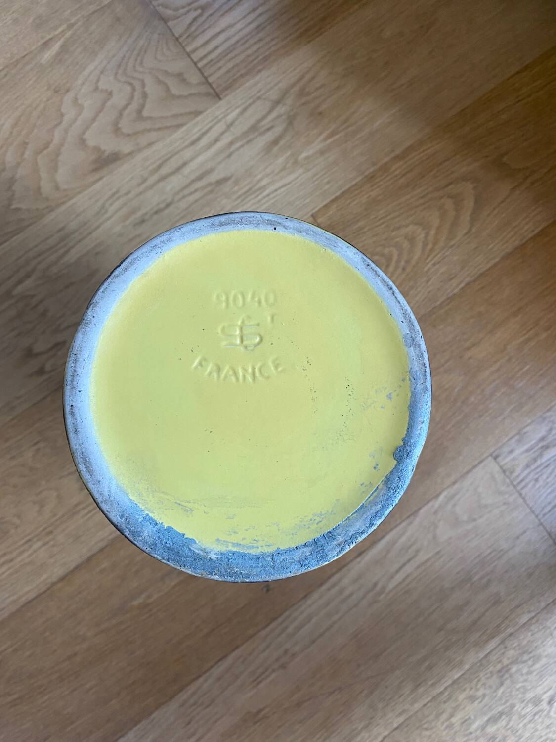 Saint Clément ceramic vase from the 50s, black and yellow