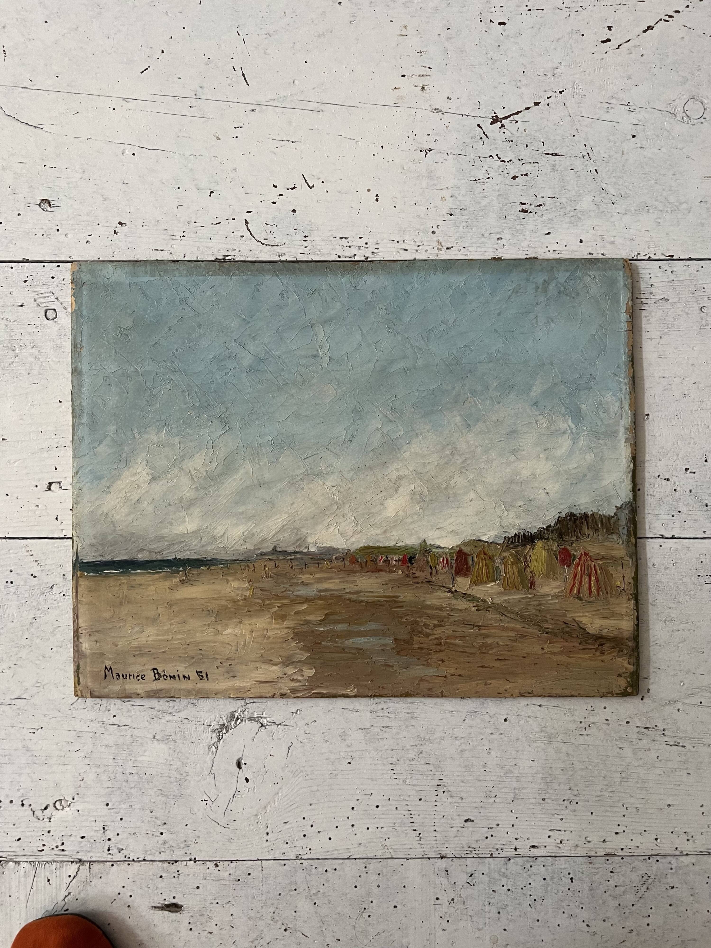 Maurice Bonin. Seaside 1951. Oil on panel 35 x 27cm