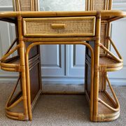 Bamboo and rattan vanity / dressing table with drawer and mirror, 1970s mid-century modern