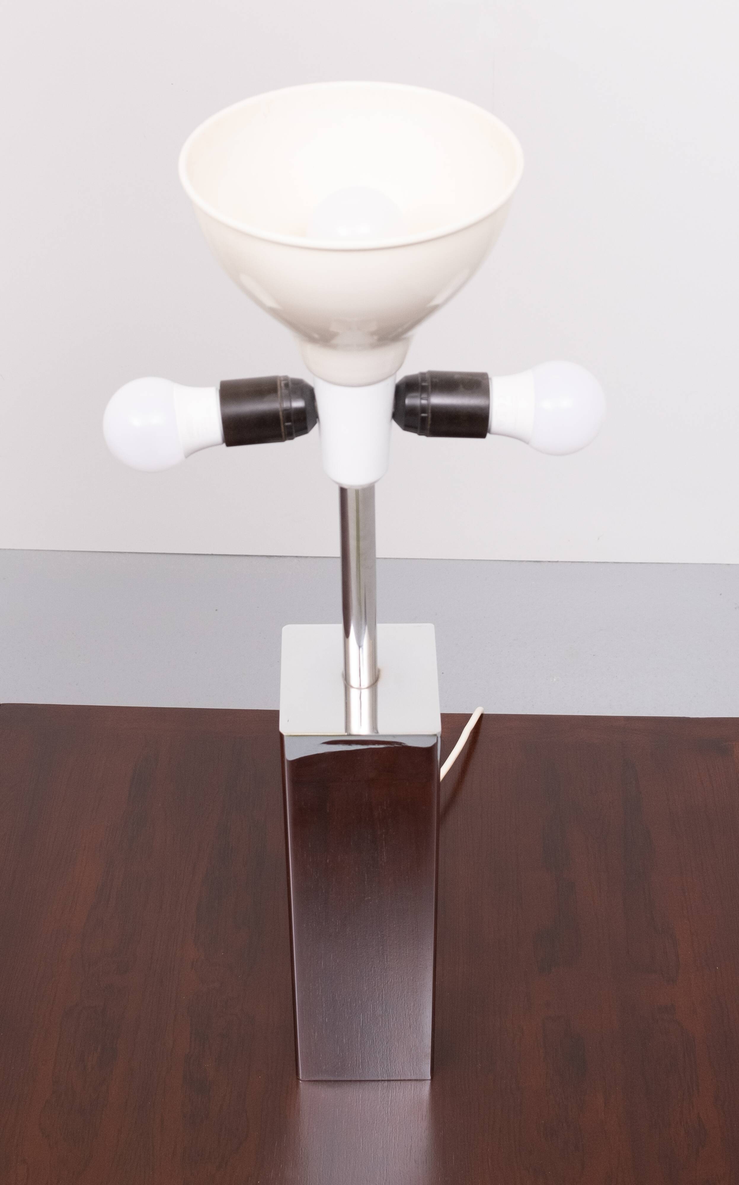 Goffredo Reggiani Chrome Square Table Lamps, Italy, 1960s