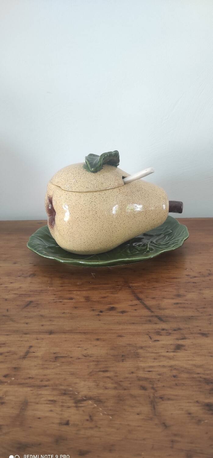 Vintage barbotine pear compotier