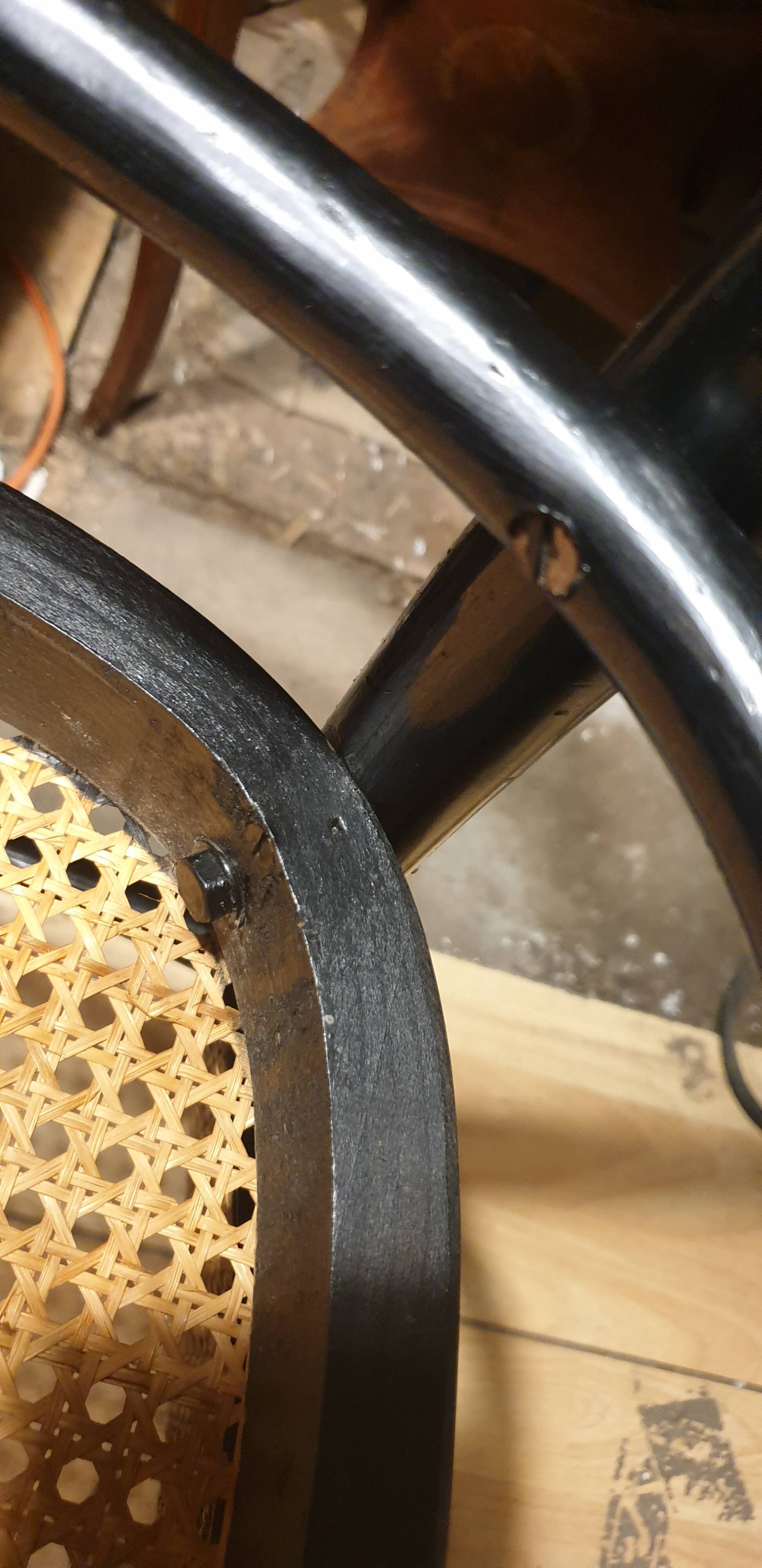 50/60 curved wooden cane armchair