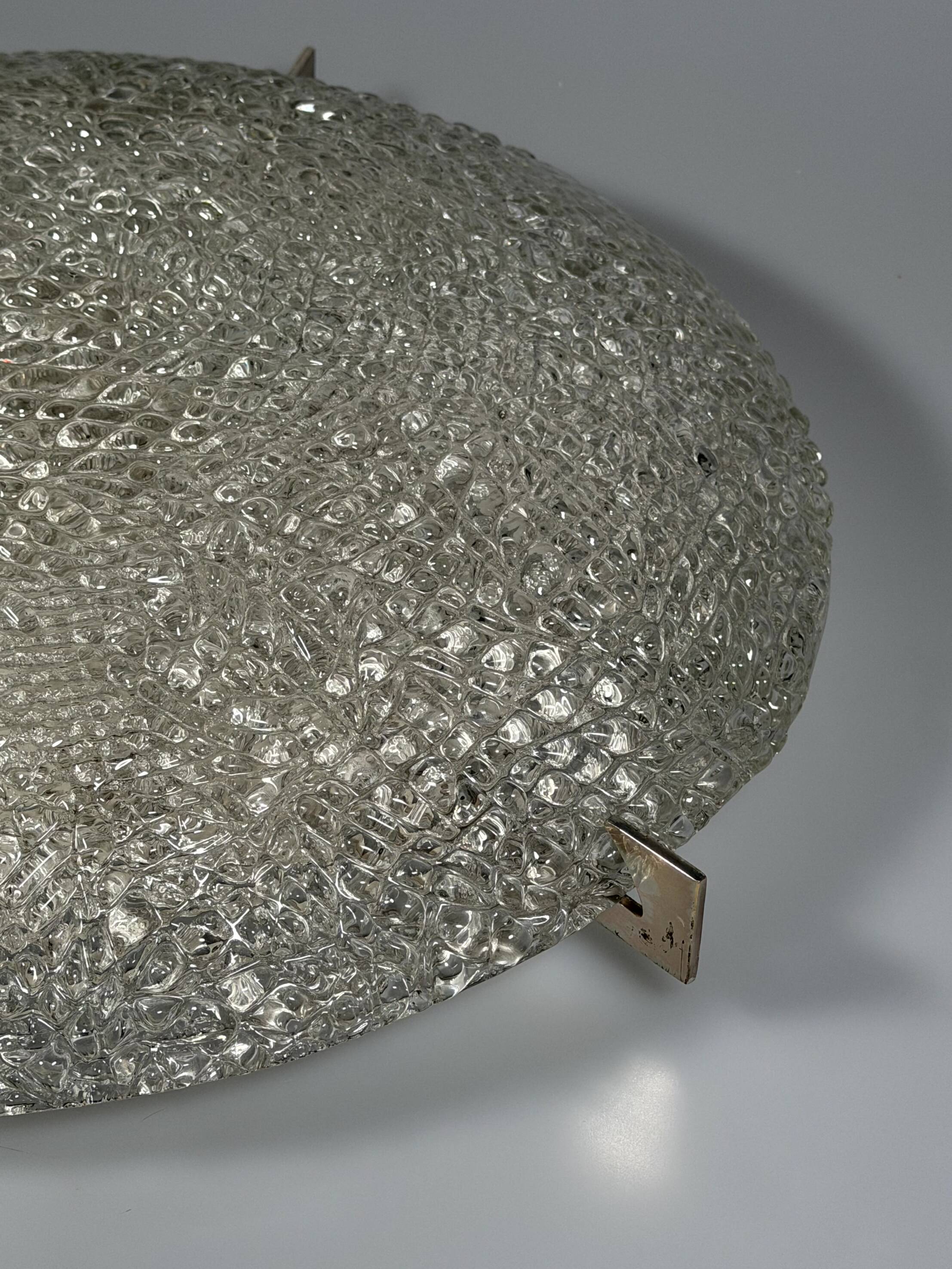 1960s 1970s Ice Glass Flush Mount from by Kaiser Leuchten Germany