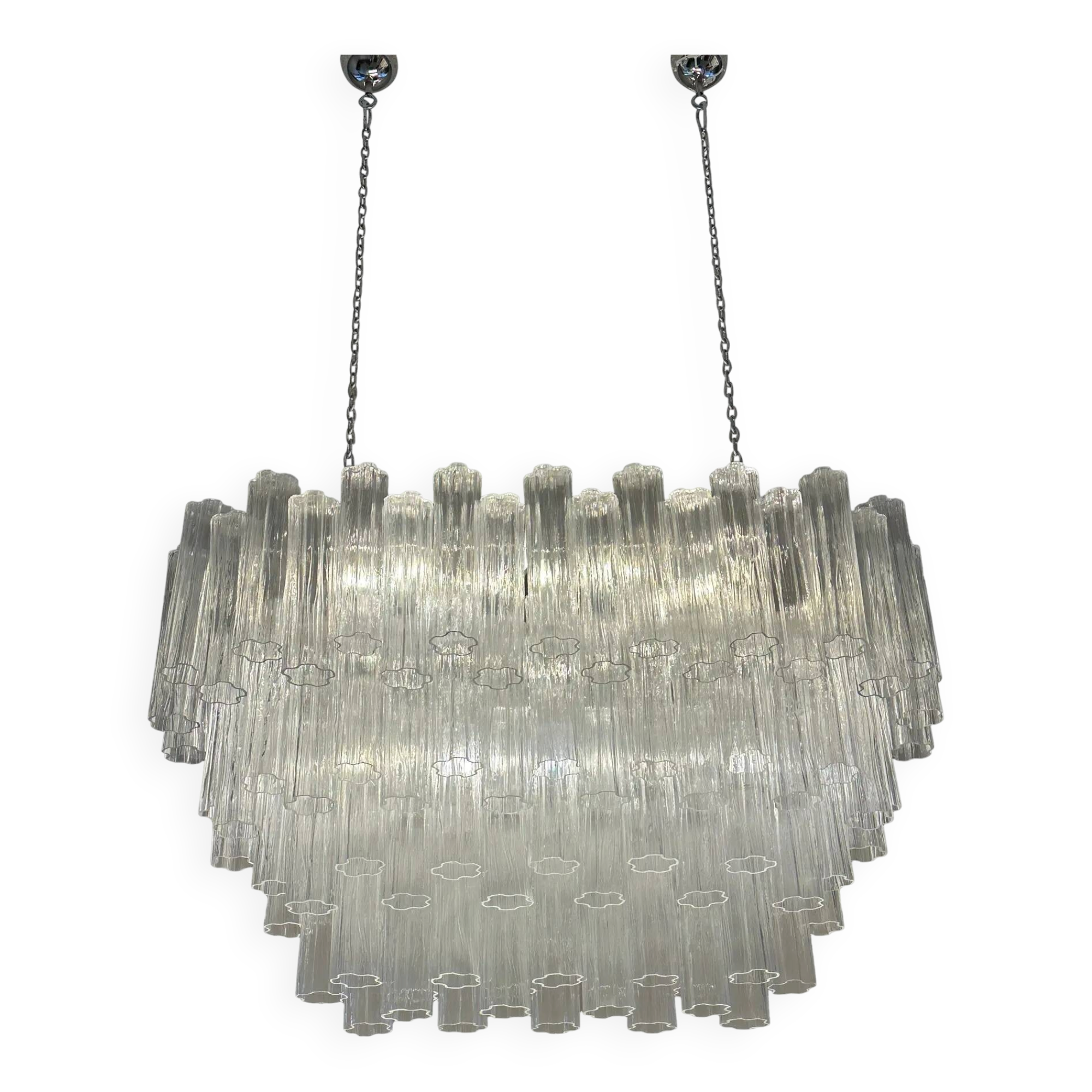 Contemporary Modern Oval "Tronchi" Murano Glass Chandelier