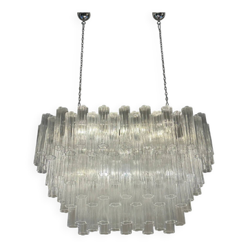 Contemporary Modern Oval "Tronchi" Murano Glass Chandelier