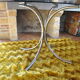 Dining table stainless steel legs and tempered glass top 70s