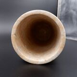 Cylindrical marble vase with fossil motif