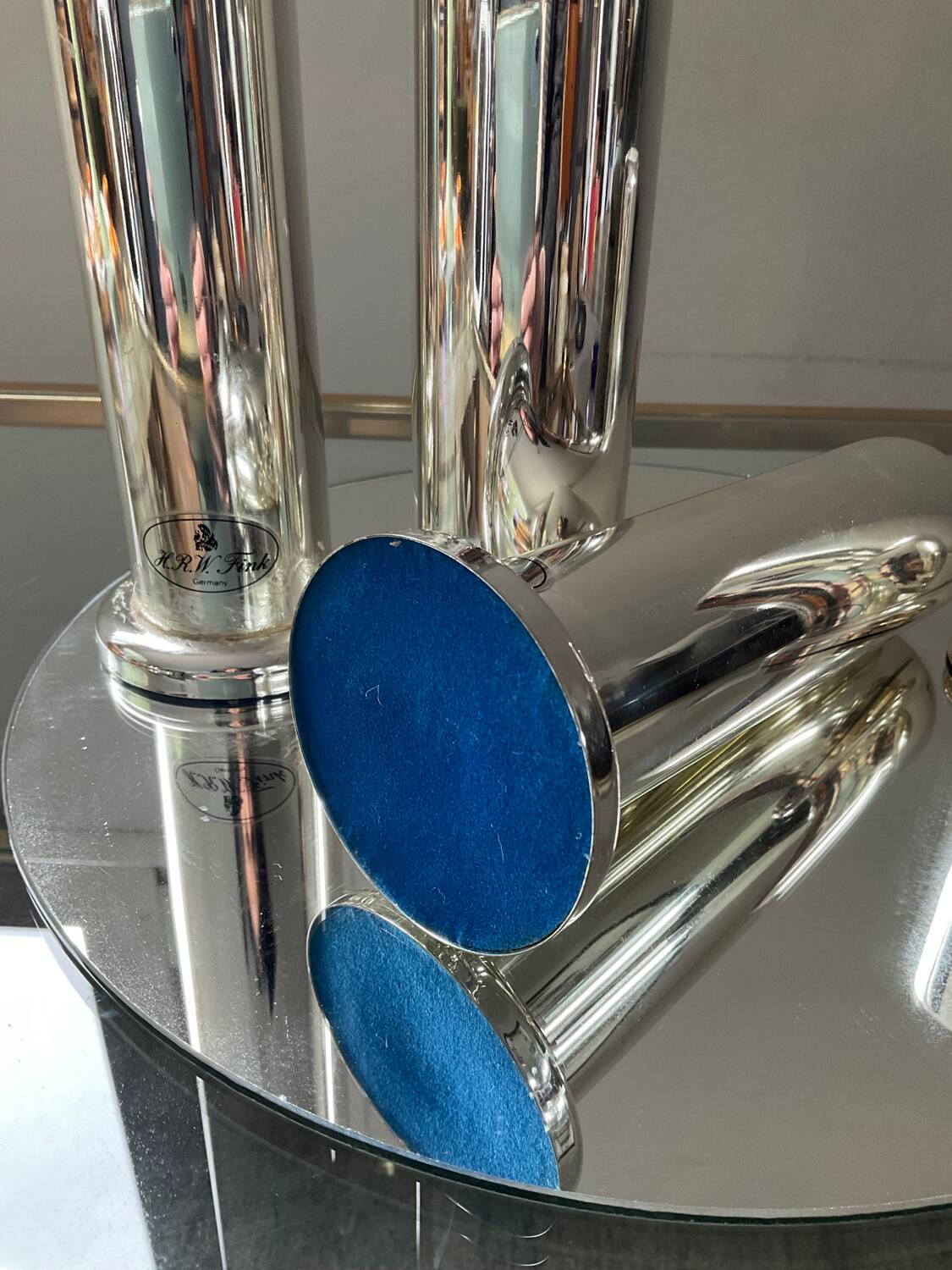 Series 4 HRW Fink Germany candlesticks from the 70s in silver metal