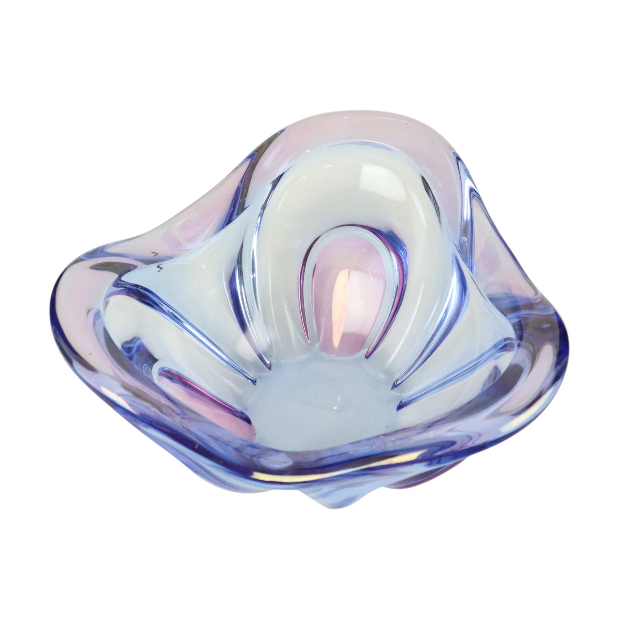 Vintage Murano Bowl Fruit Bowl Blue Purple Glass Sixties