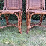 4 Perret and Vibert bamboo and rattan chairs