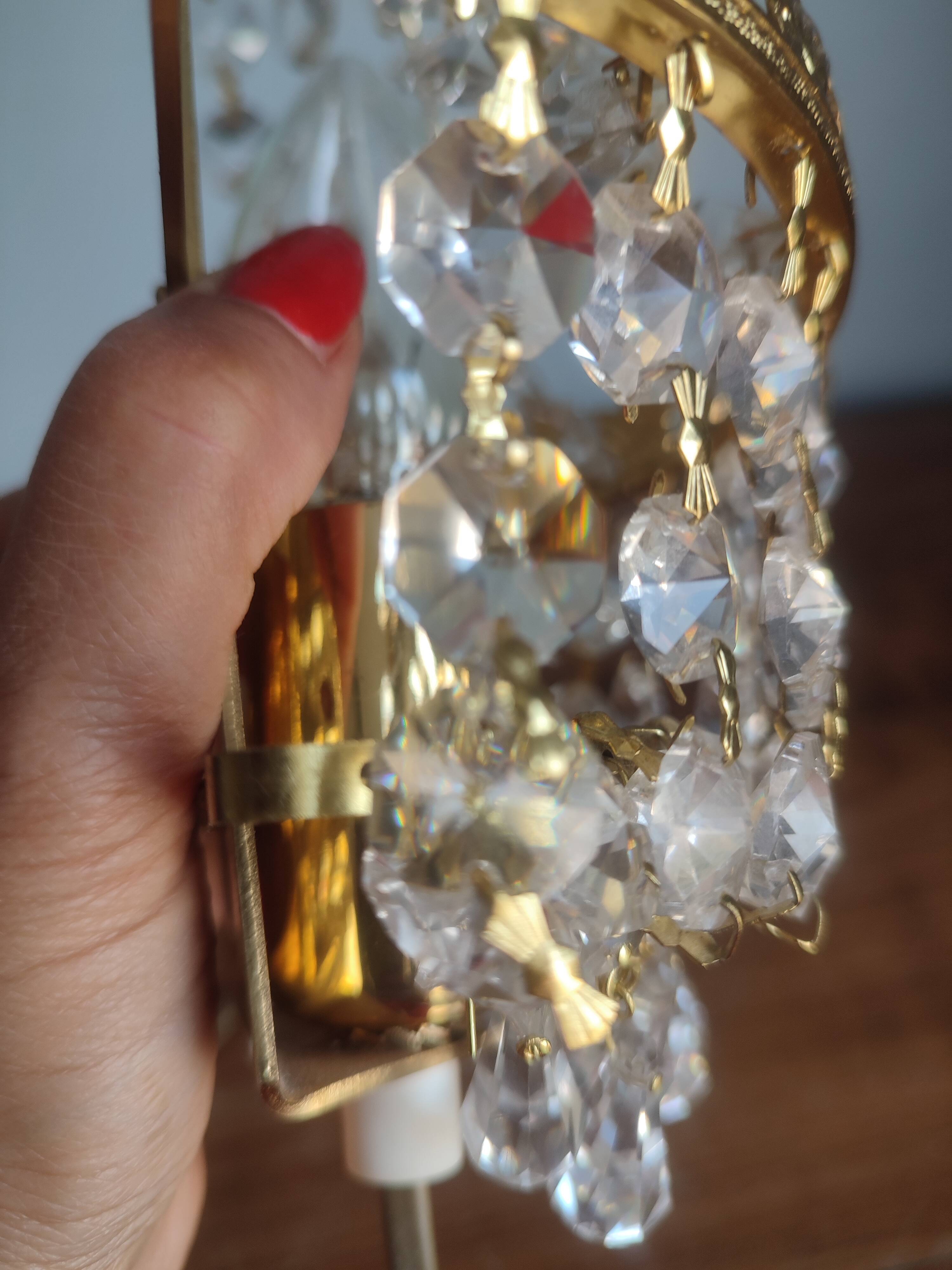 Pair of vintage Presiosa crystal wall lights