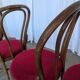 Set of 8 Vintage Bentwood Bistro Chairs: Red Upholstery