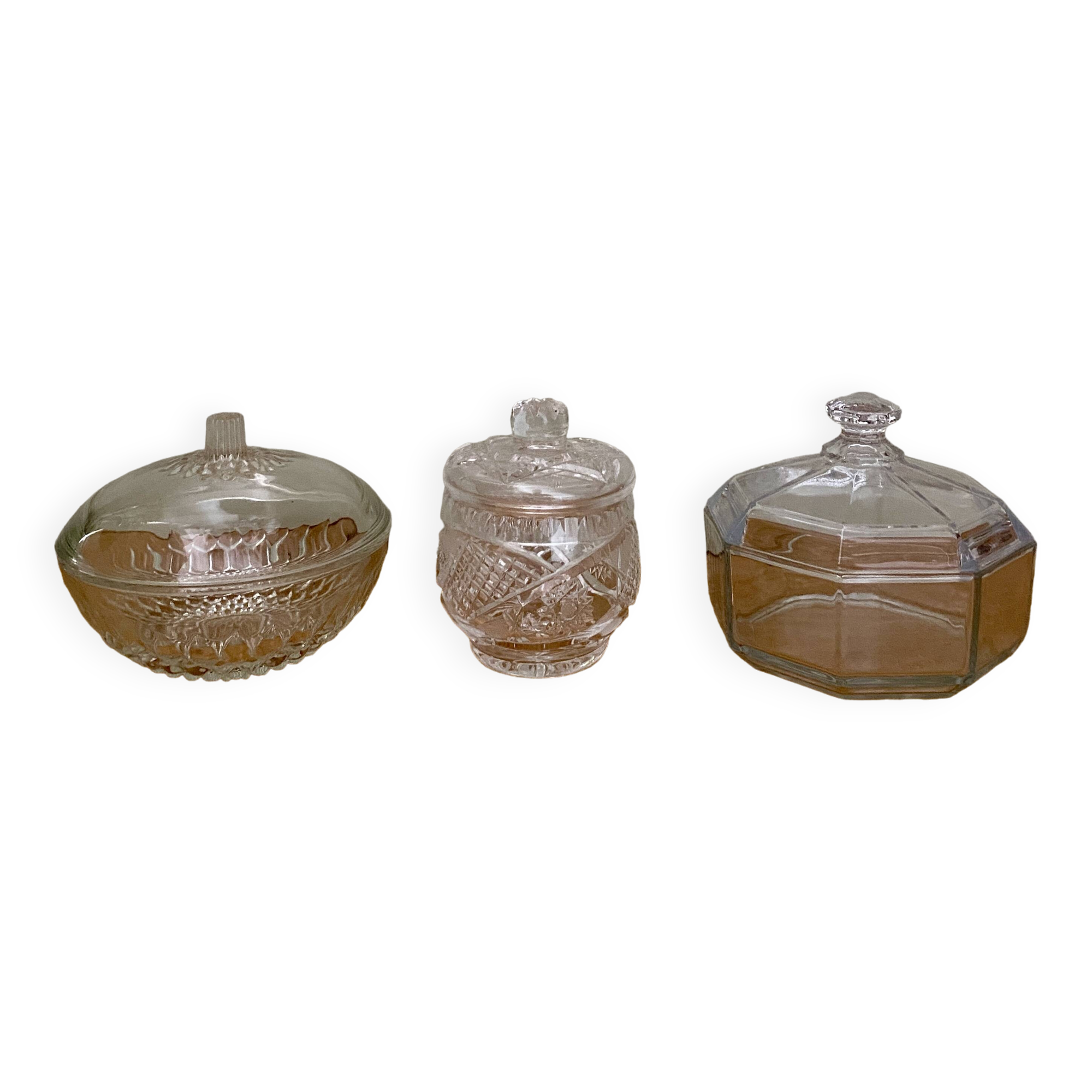 Set of 3 vintage glass candy jars