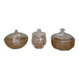 Set of 3 vintage glass candy jars