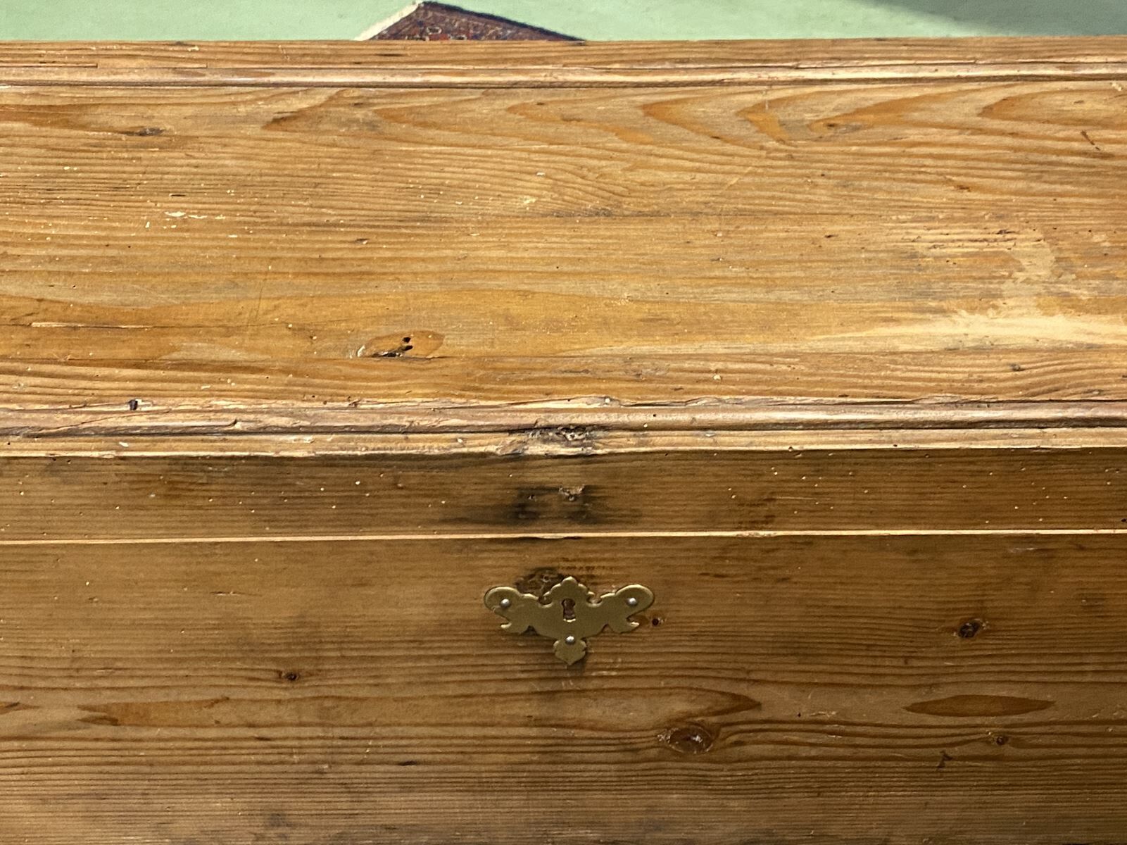 Early 20th century fir box with brass handles