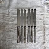 6 antique stainless steel knives - Foliage design